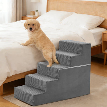 JHK 3-5 Step Right Angled Foam Dog Stairs