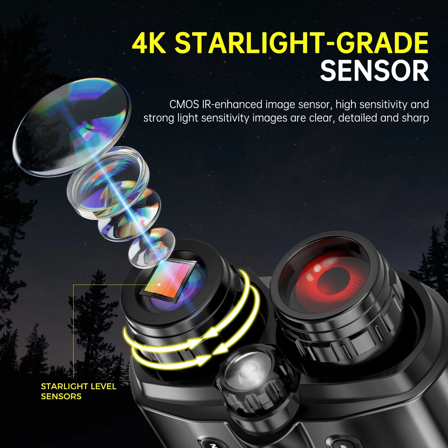 Night Vision Binoculars 4K Infrared Rechargeable 8X Digital Zoom Darkness Goggles Rechargeable