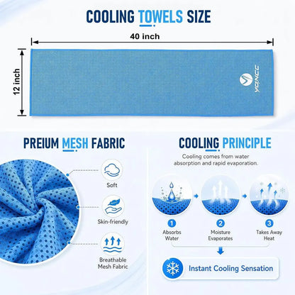 4 Pack Cooling Towels 40x12, Breathable Cool Rags for Gym, Yoga, Camping, and Hot Weather