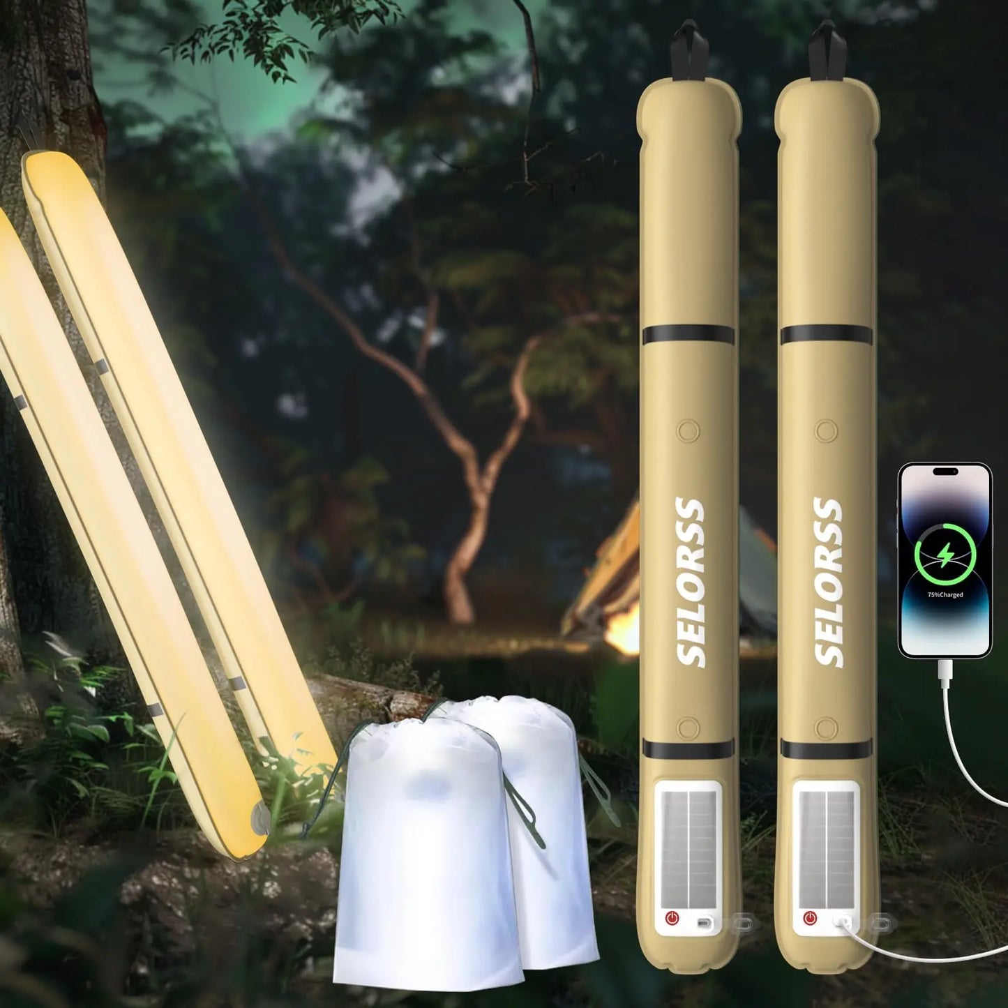 SELORSS Solar Folding Portable Camping Lantern USB-Type C