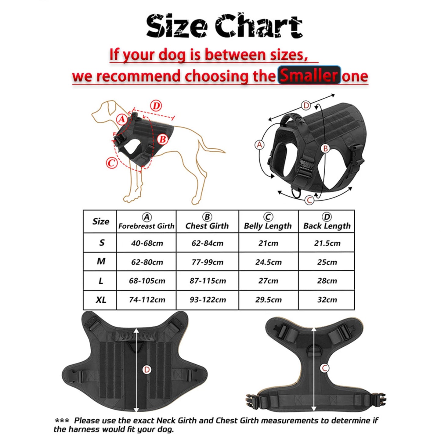 Tactical Dog Harness Collar For Medium Large Dogs