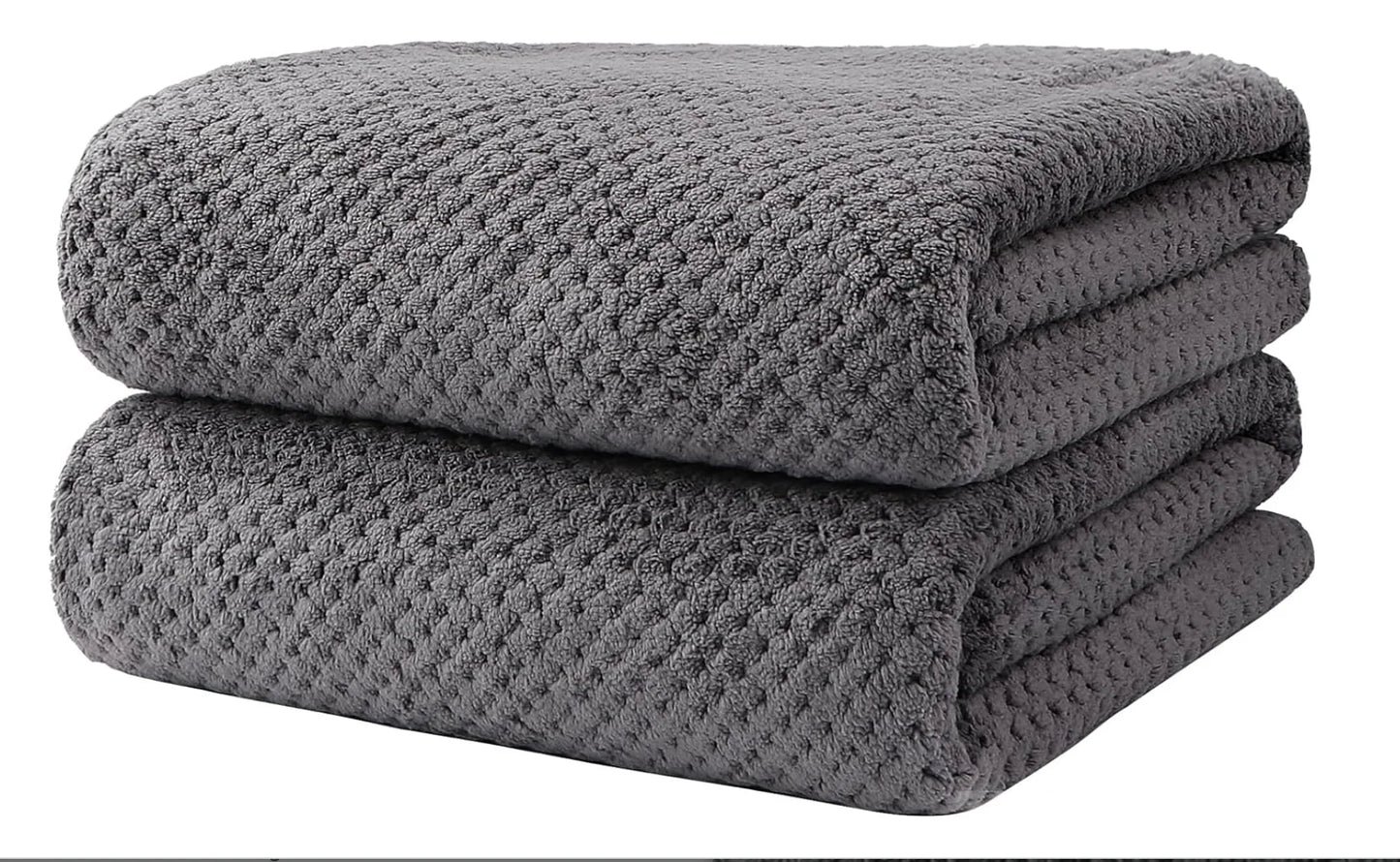 Microfiber Ultra Soft Highly Absorbent Bath Towel Set Pack of 2 (27 x 54 Inches)
