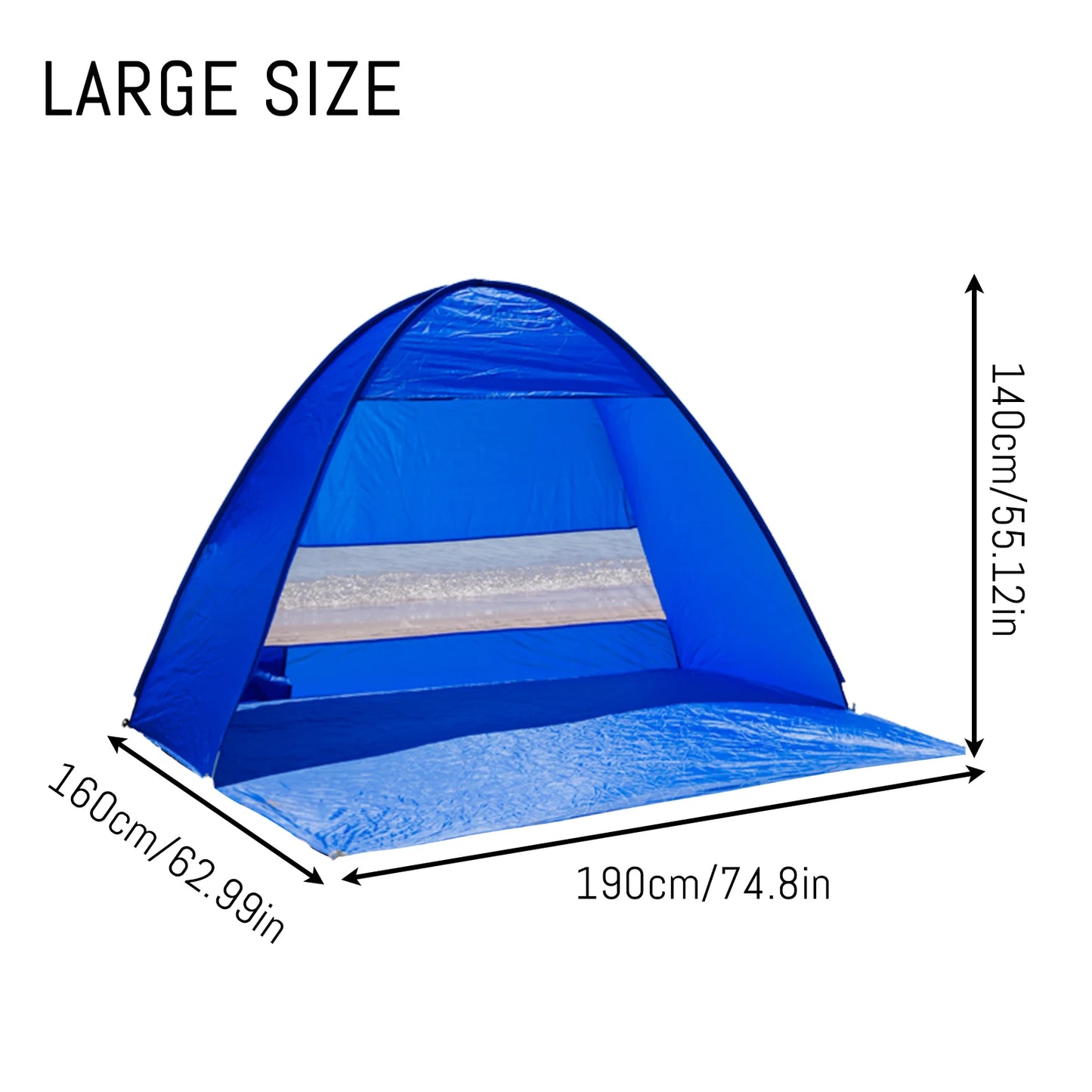 Pop-up beach tent with handbag