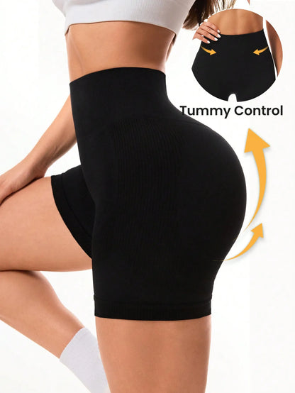 Seamless Solid Color Sports Shorts