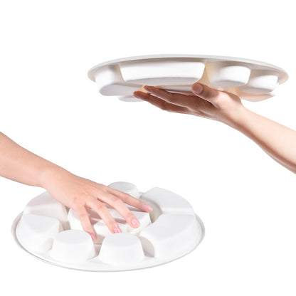 Round Heavy Duty Serving Tray Made of Sugarcane, 9 Compartment Divided Plate