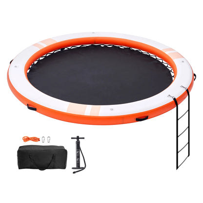SucceBuy Inflatable Floating Dock 10x8FT With Detachable Ladder