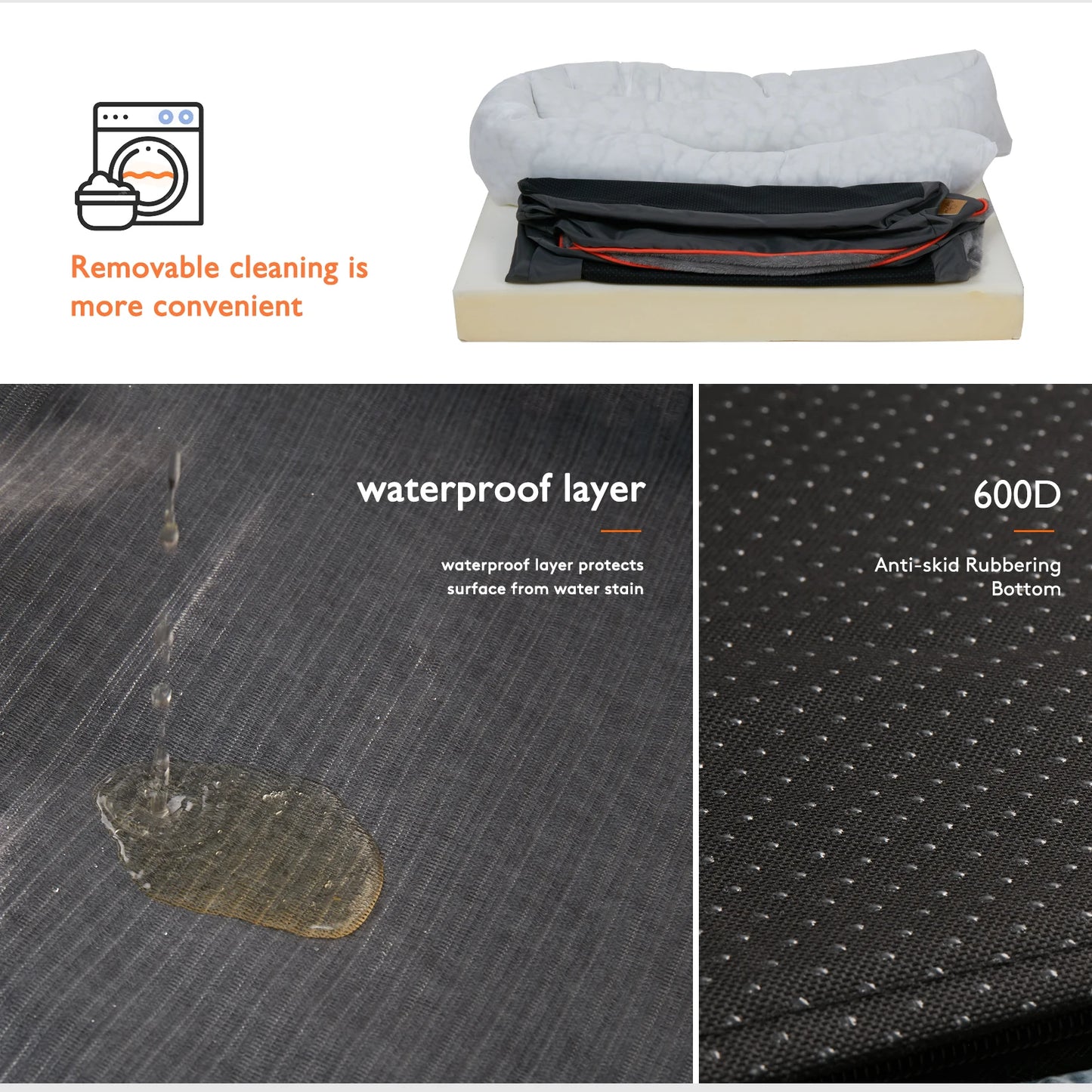 Anti Allergy Waterproof Large Dog Bed With Removable Washable Cover