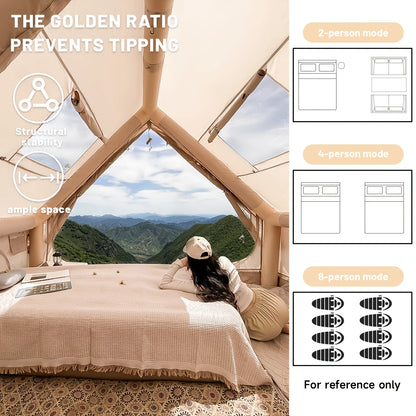 Large Inflatable Camping Tent with Skylight, Quick Air-Flow & Breathable Mesh Design