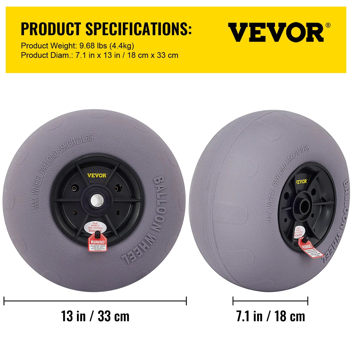 SucceBuy Beach Balloon Wheels 9/13/15.7" w/ Free Air Pump 2Pcs