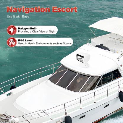 Marine Spotlight  Remote Control 12V 100W Waterproof, White, 360° Rotatable for Boat