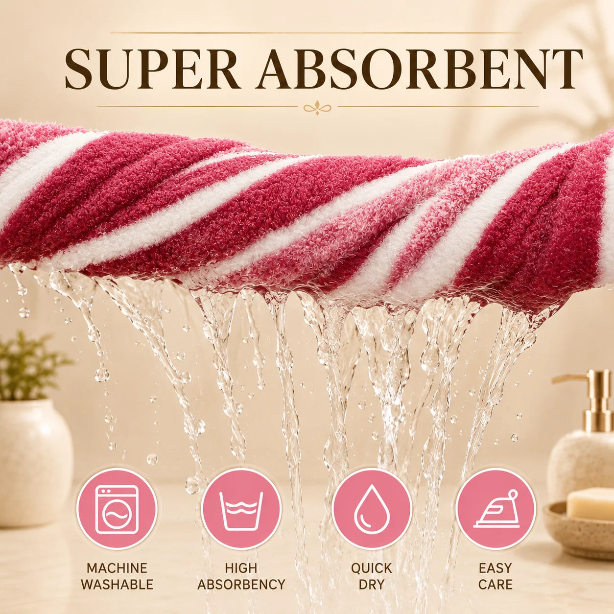 8-Piece Ultra Absorbent Lint-Free & Super Soft Two-Tone Striped Bath Towel Collection
