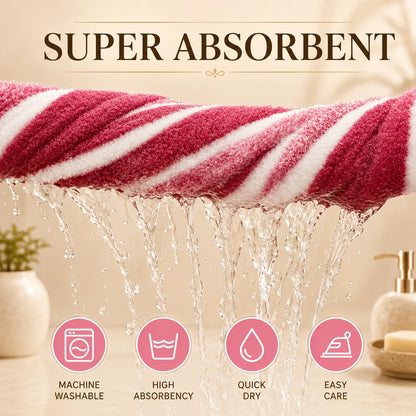 8-Piece Ultra Absorbent Lint-Free & Super Soft Two-Tone Striped Bath Towel Collection