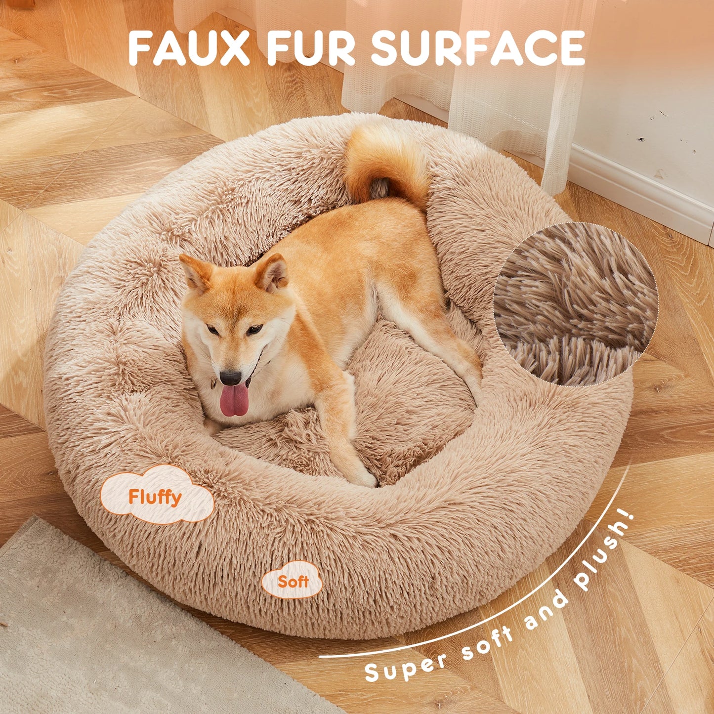 Anti-Slip Round Washable Calming Dog Bed