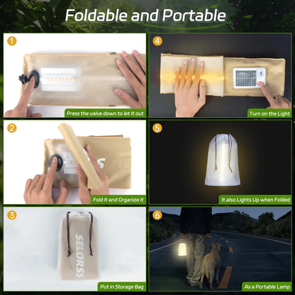 SELORSS Solar Folding Portable Camping Lantern USB-Type C