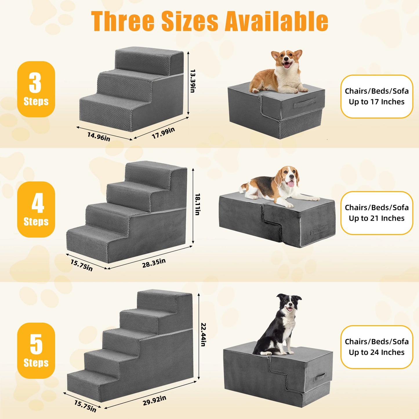 JHK 3-5 Step Right Angled Foam Dog Stairs