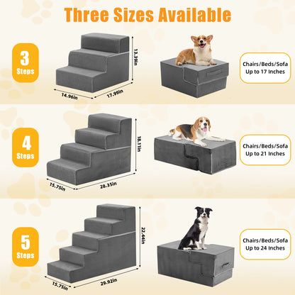 JHK 3-5 Step Right Angled Foam Dog Stairs
