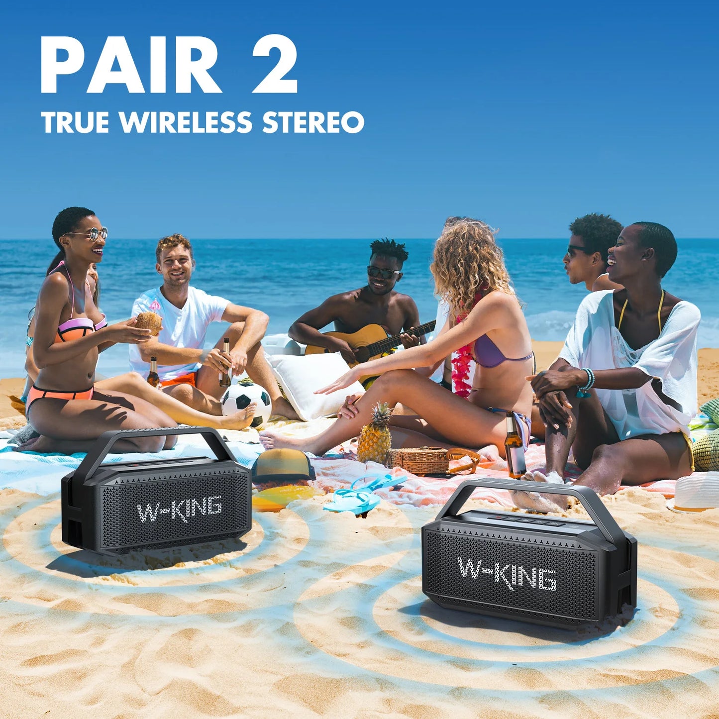 W-KING Portable Waterproof  Bluetooth Speakers Wireless with Subwoofer