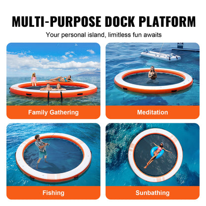 SucceBuy Inflatable Floating Dock 10x8FT With Detachable Ladder