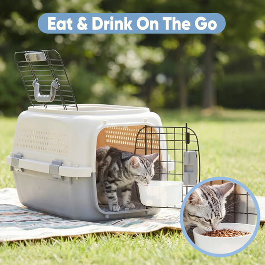 JHK 23Inch Travel Crate-Pet Carrier - Front & Top Load With Door Food Bowl with Enhanced Security Latchesf