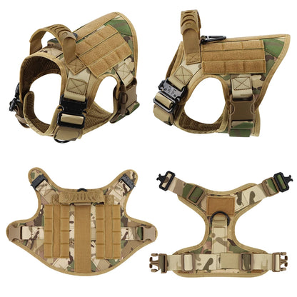 Large Training Military Dog Harness Collar Leash Bags Patches Set
