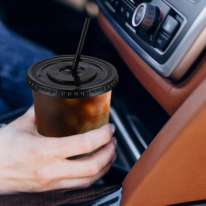 50 Sets of 16oz Black Transparent Cups with Lids and Straws