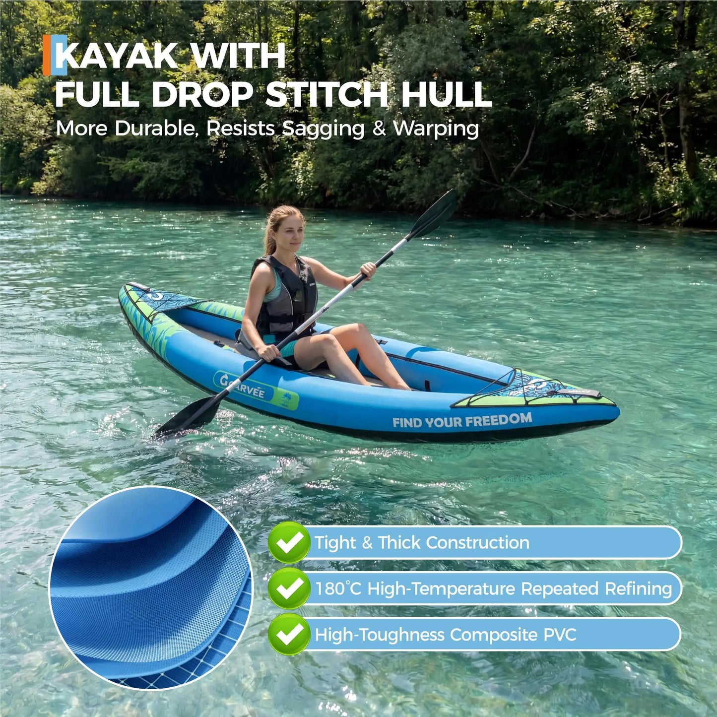 Inflatable 1/2-Person Fishing Kayak