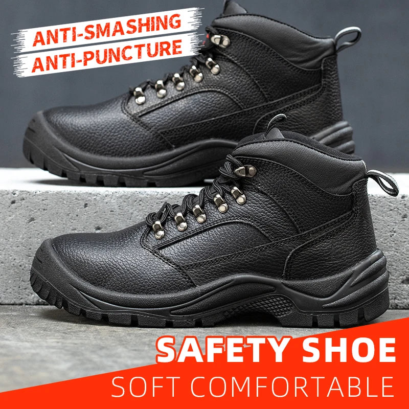 Puncture Proof Anti-skid Steel Toe High Top Work Safety Shoes