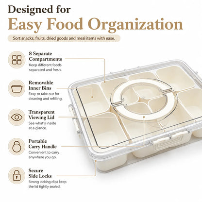 8-Compartment Food Storage Container with Removable Bins