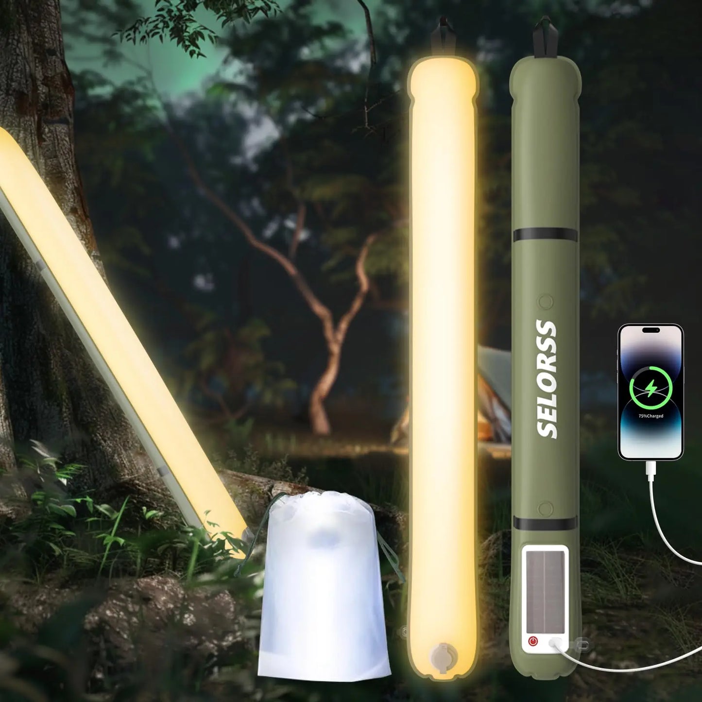 SELORSS Solar Folding Portable Camping Lantern USB-Type C