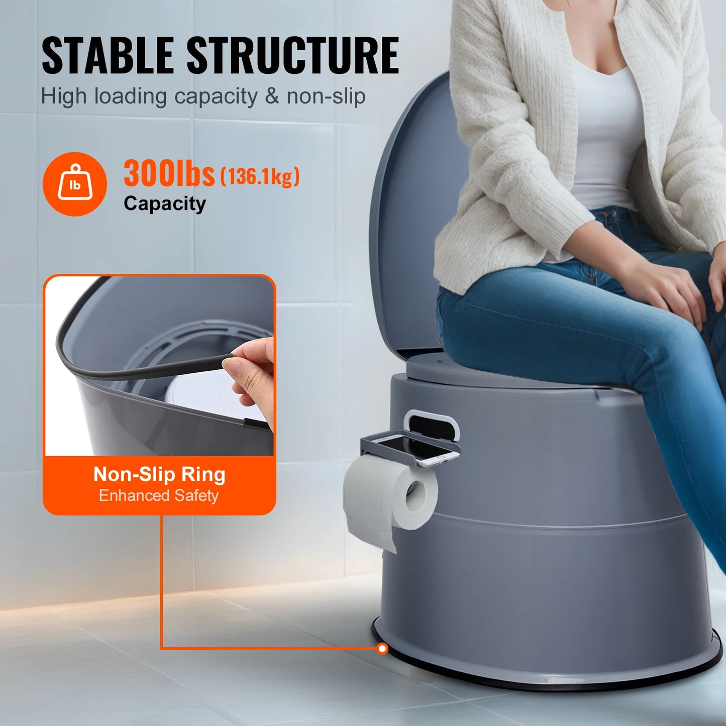 SucceBuy Portable Toilet for Camping 1.3G Detachable Inner Bucket