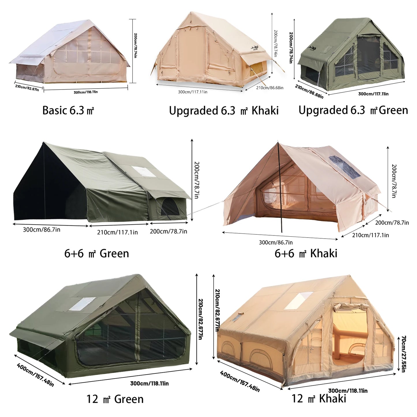 Large Inflatable Camping Tent with Skylight, Quick Air-Flow & Breathable Mesh Design