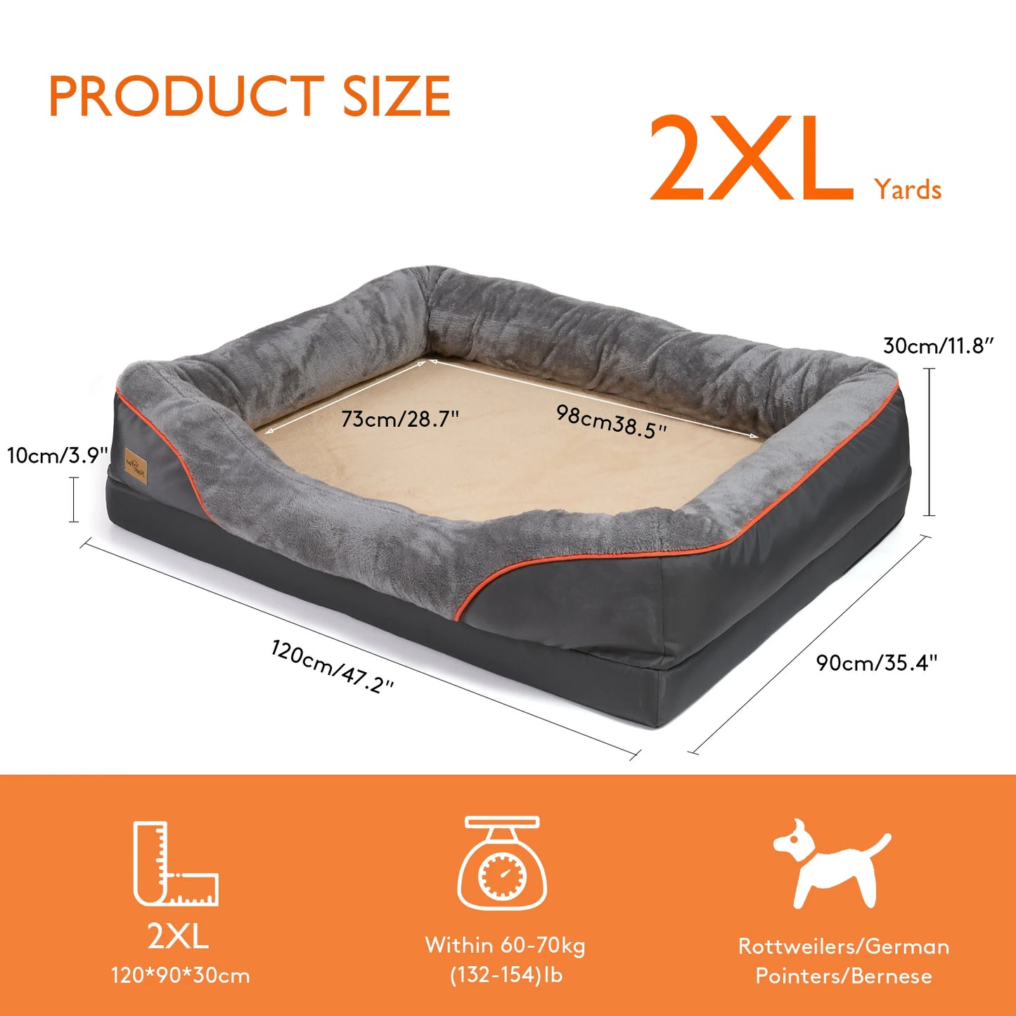 Anti Allergy Waterproof Large Dog Bed With Removable Washable Cover