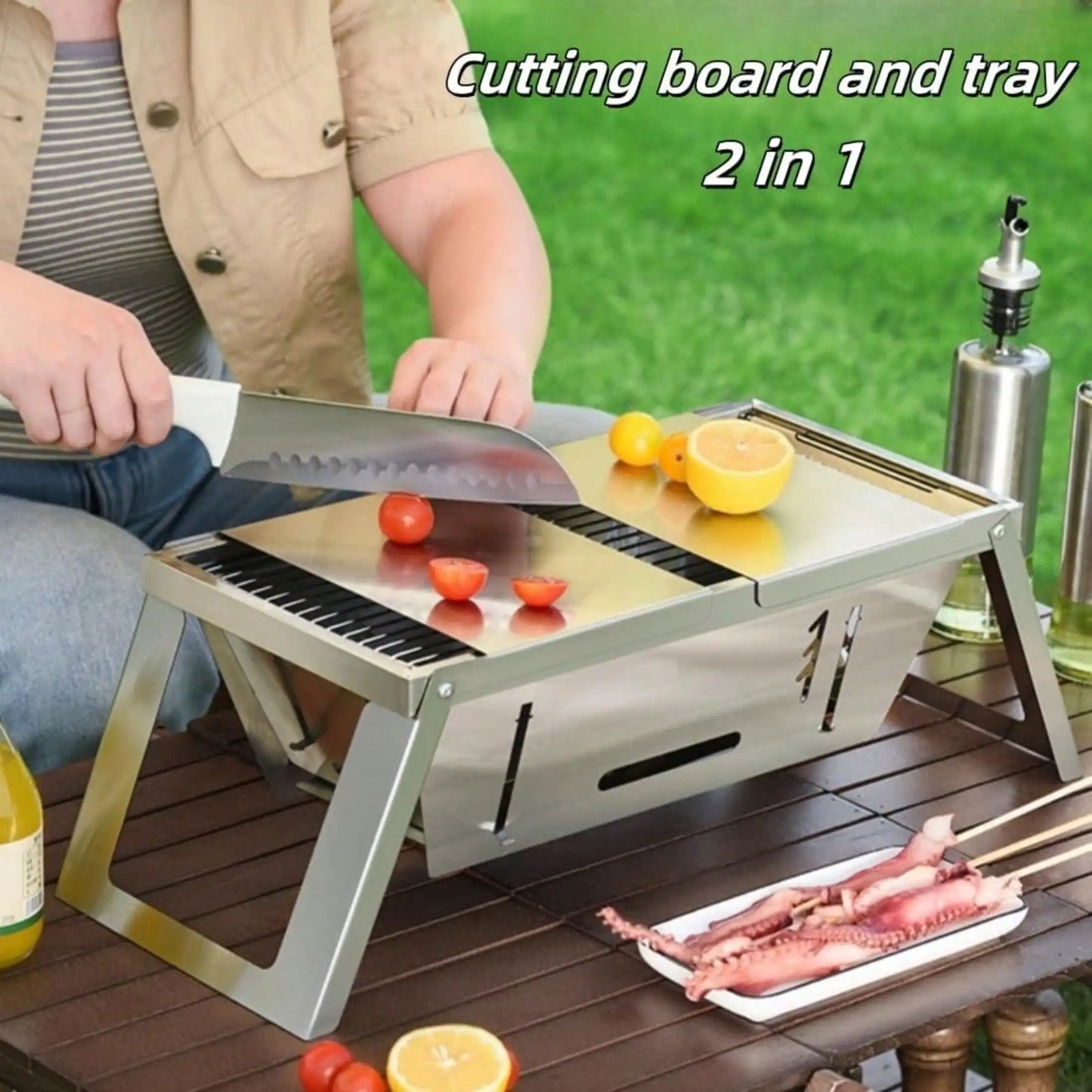 Multi-Functional  Portable Barbecue Foldable Grill, total Length 73cm (Grill Rack 42cm),