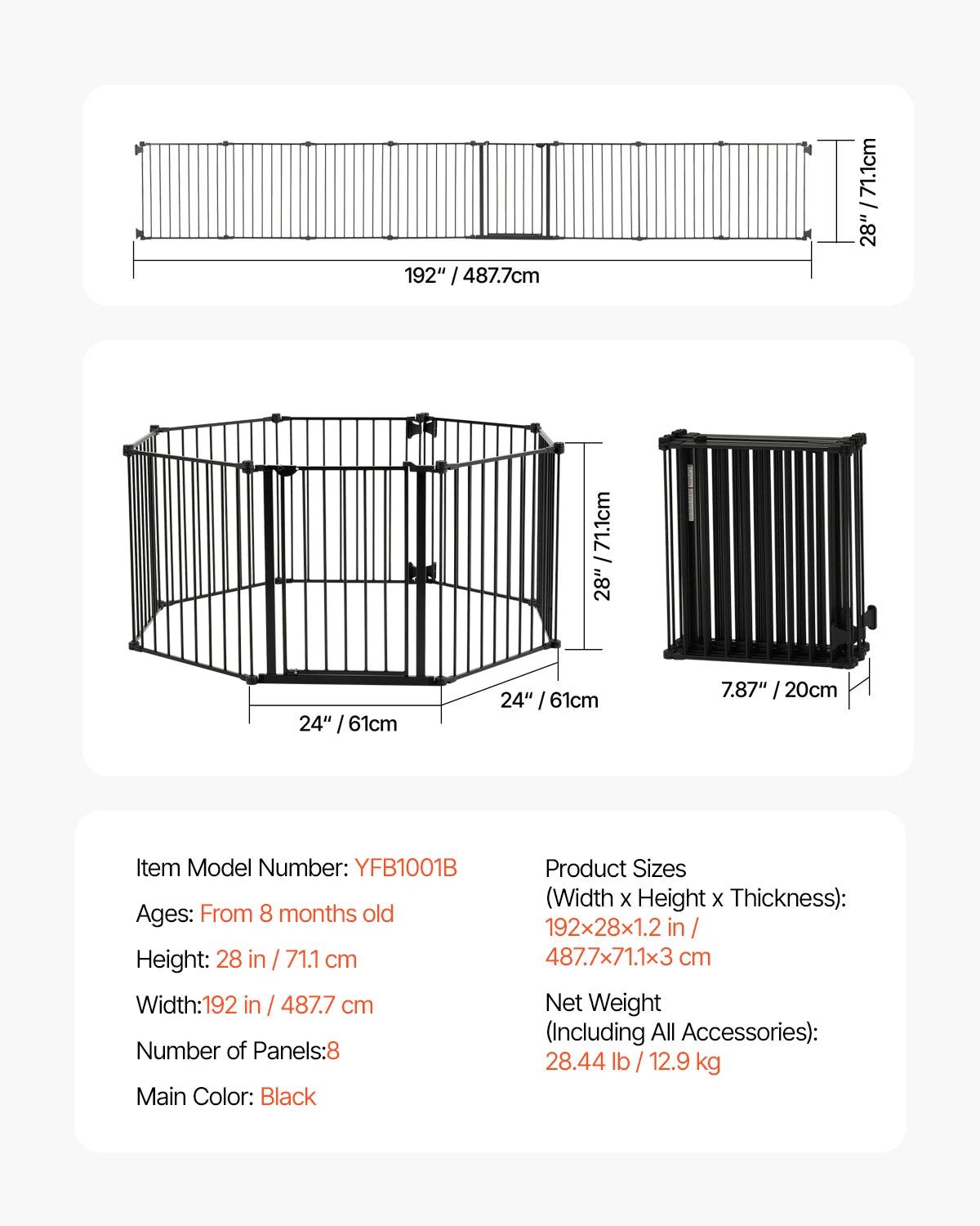 SucceBuy Baby/Pet Gate 28/30/36 Inches High Gate Easy Step Walk Thru