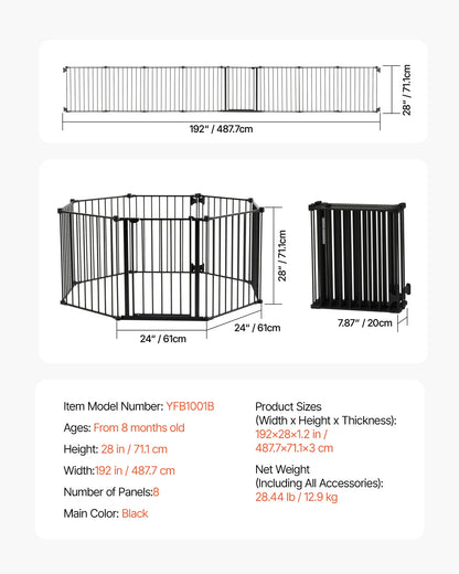 SucceBuy Baby/Pet Gate 28/30/36 Inches High Gate Easy Step Walk Thru