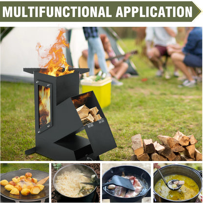 Portable  Wood Burning Rocket Stove With Glass Door