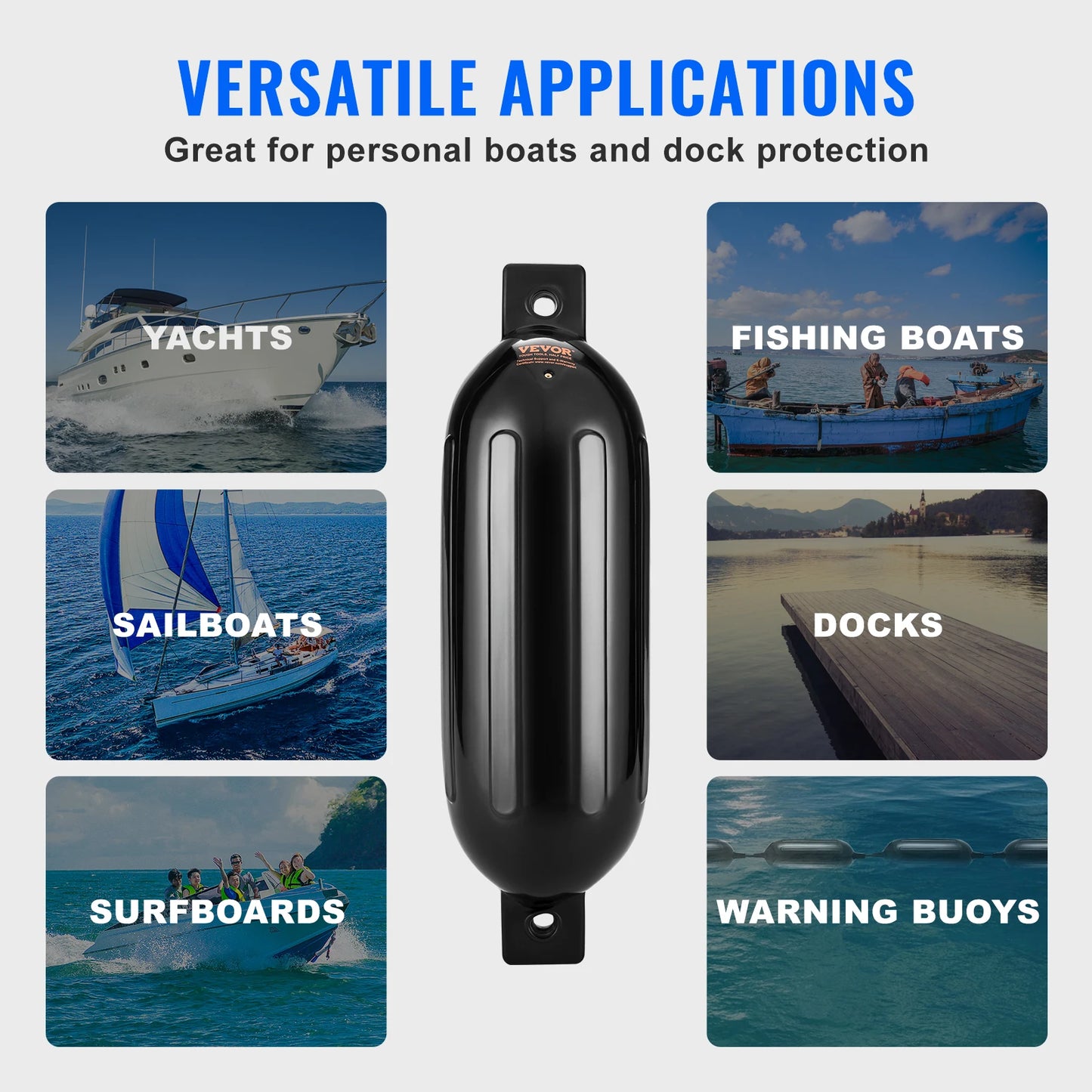 SucceBuy Inflatable Ribbed Fender with Center Holes, Air Pump & Storage Bag