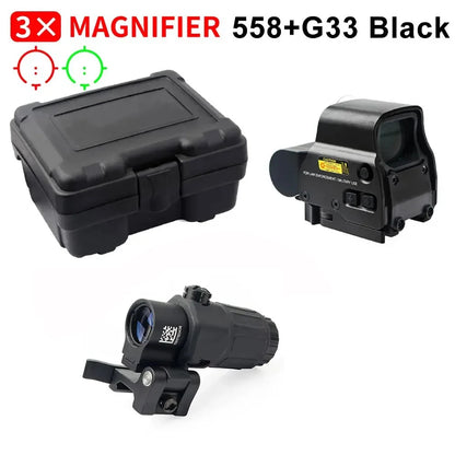 558+G43 Holographic Collimator Sight 558+G33/G45 Red Dot Optic Sight W/20mm Rail Mounts&Quick Detach Lever