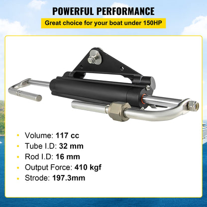SucceBuy Front Mount Hydraulic Outboard Marine Steering Cylinder 150HP HC4645H Fit for Boat Steering