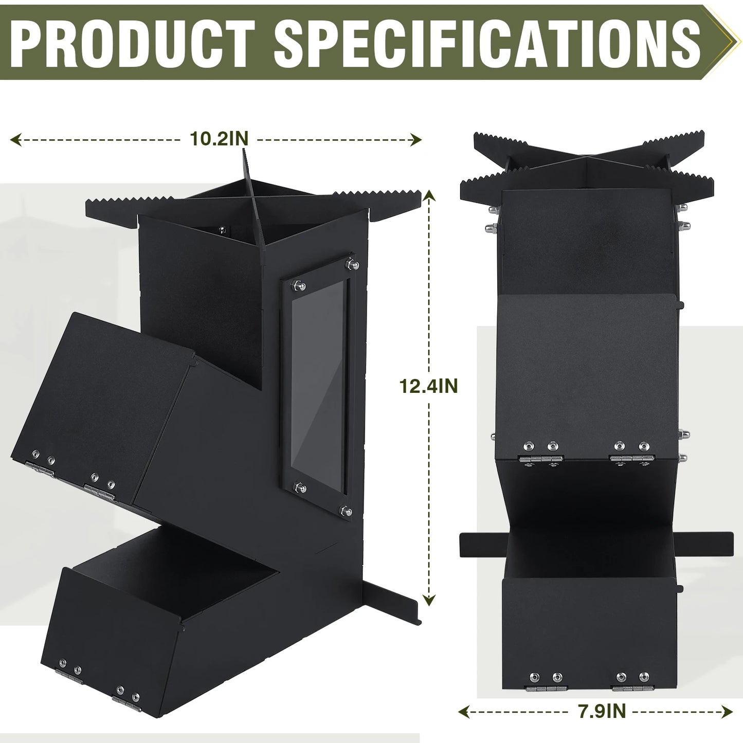 Portable  Wood Burning Rocket Stove With Glass Door