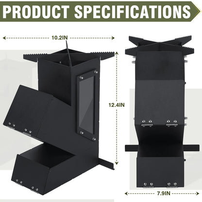 Portable  Wood Burning Rocket Stove With Glass Door