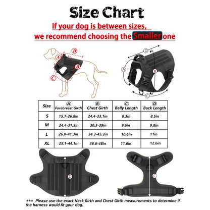 Large Training Military Dog Harness Collar Leash Bags Patches Set
