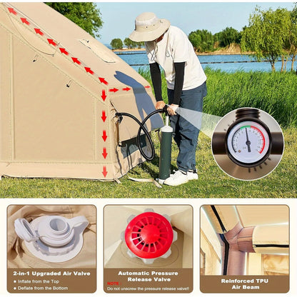 Inflatable Tents for Camping, Large Inflatable Camping Tent with Hand Pump, Easy Setup Tents for 4-6 People, Portable Glamping