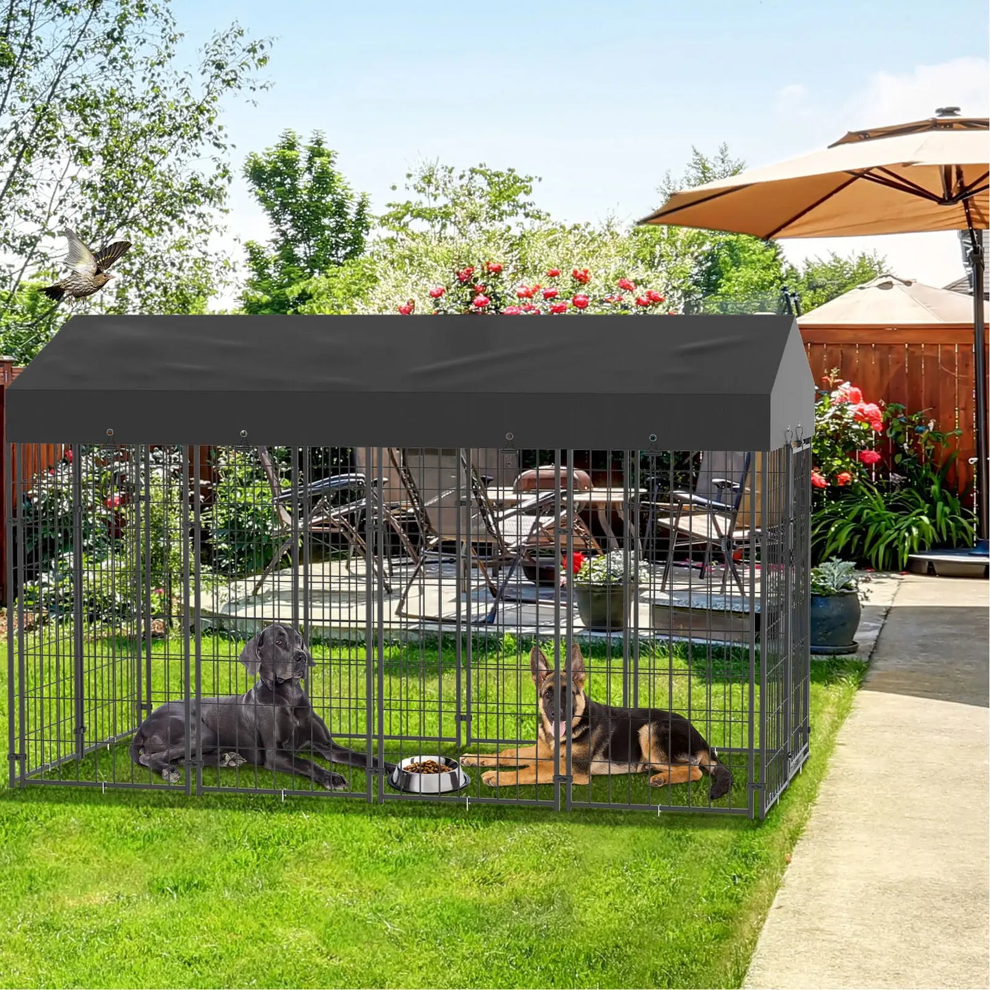 Oversize Dog Playpen with Roof for Outdoor Pet Kennel