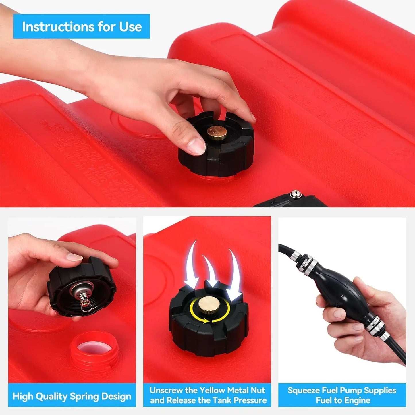 Portable Boat Fuel Gas Tank,14.5 Gallon/55L Outboard Engine Marine Boat Tank with Transfer Hose & Gauge