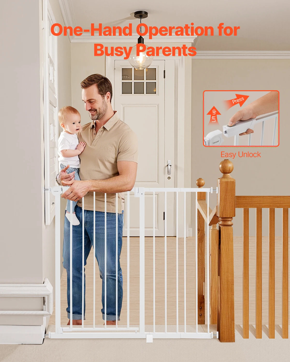 SucceBuy Baby/Pet Gate 28/30/36 Inches High Gate Easy Step Walk Thru