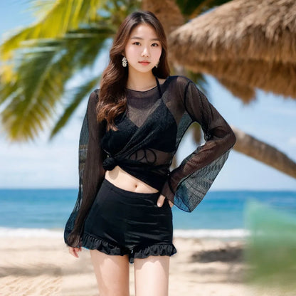 Solid Color Slimming One-piece  Slimming Dress Swimsuit
