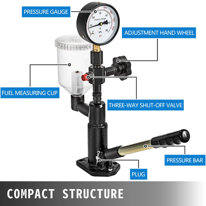 SucceBuy Diesel Fuel Injector Nozzles Tester with Dual Scale Gauge