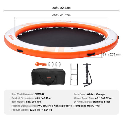 SucceBuy Inflatable Floating Dock 10x8FT With Detachable Ladder