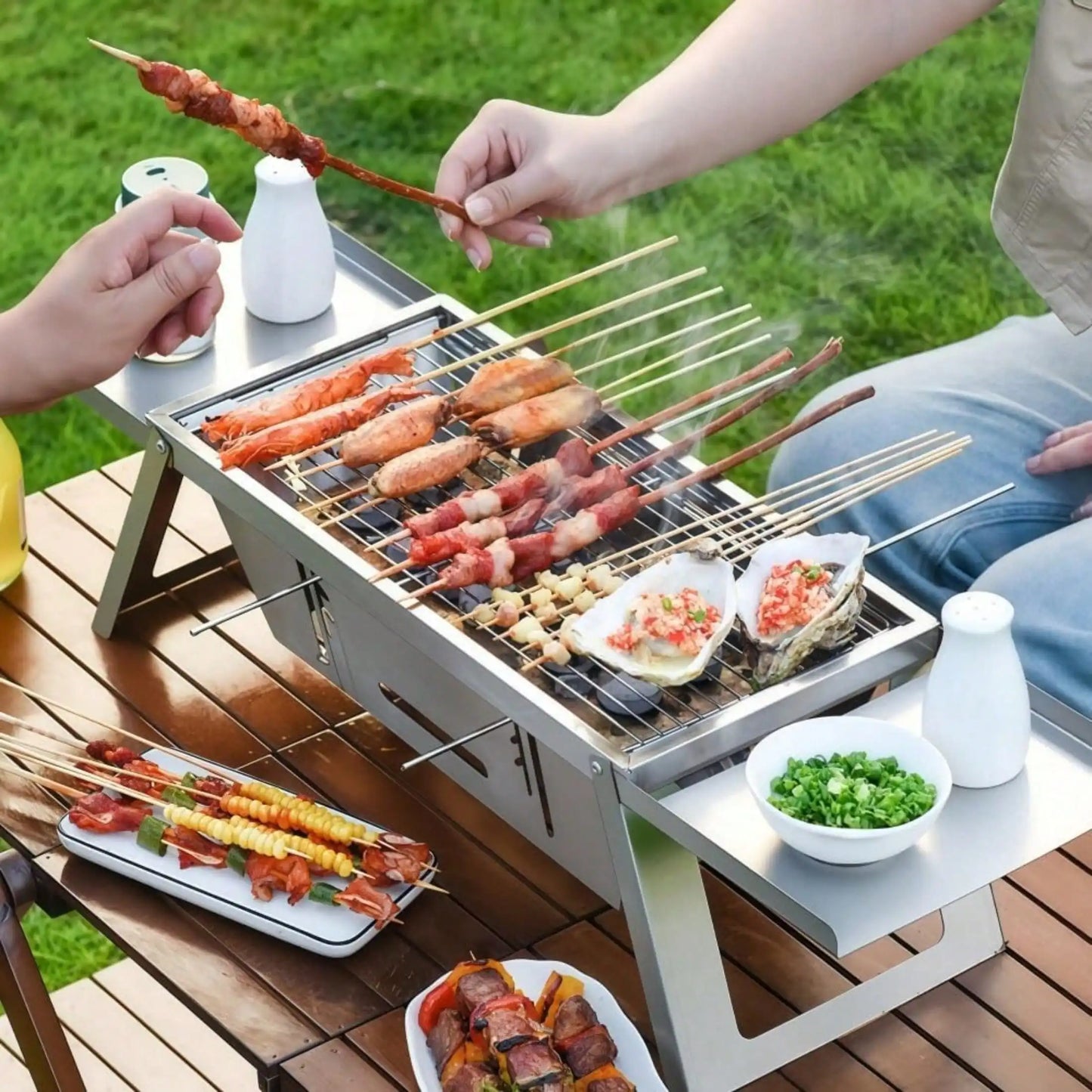 Multi-Functional  Portable Barbecue Foldable Grill, total Length 73cm (Grill Rack 42cm),